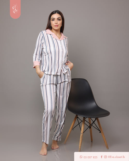 White long sleeve striped pajama