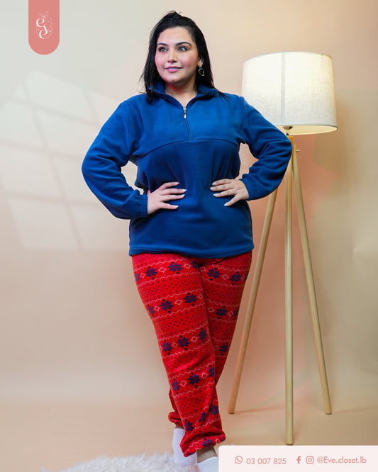 Navy And Red polyester pajama