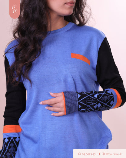 Blue, orange and black Wool pajama