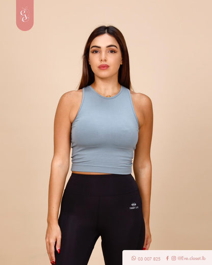 Light Blue Coton Crop Top