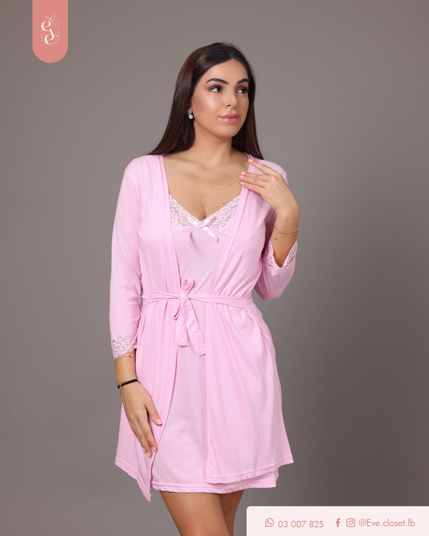 Pink dress with robe