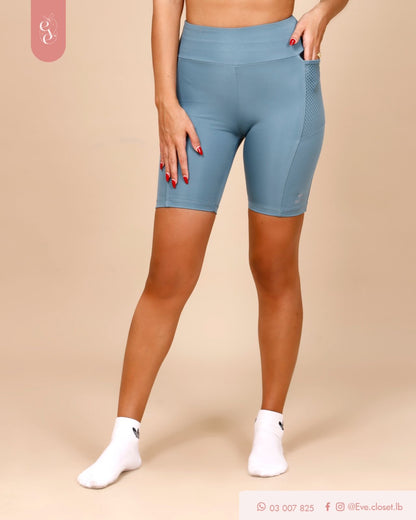 Light Blue Polyester Short