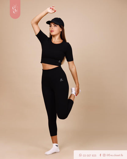 Black Cotton T-Shirt & Legging Set