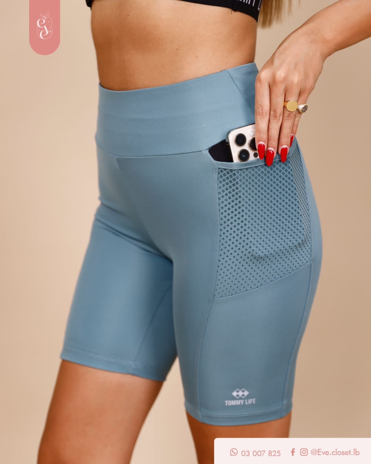 Light Blue Polyester Short