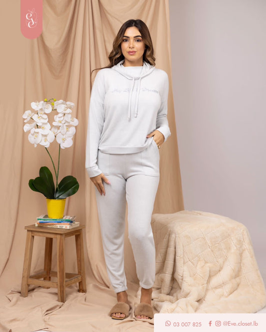 My Life Is Dream Light Grey Polyviscose Pajama