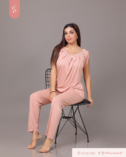 Pink short sleeve pajama