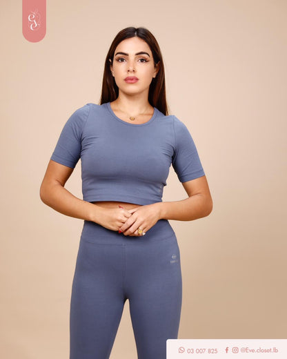 Light Blue Cotton T-Shirt & Legging Set