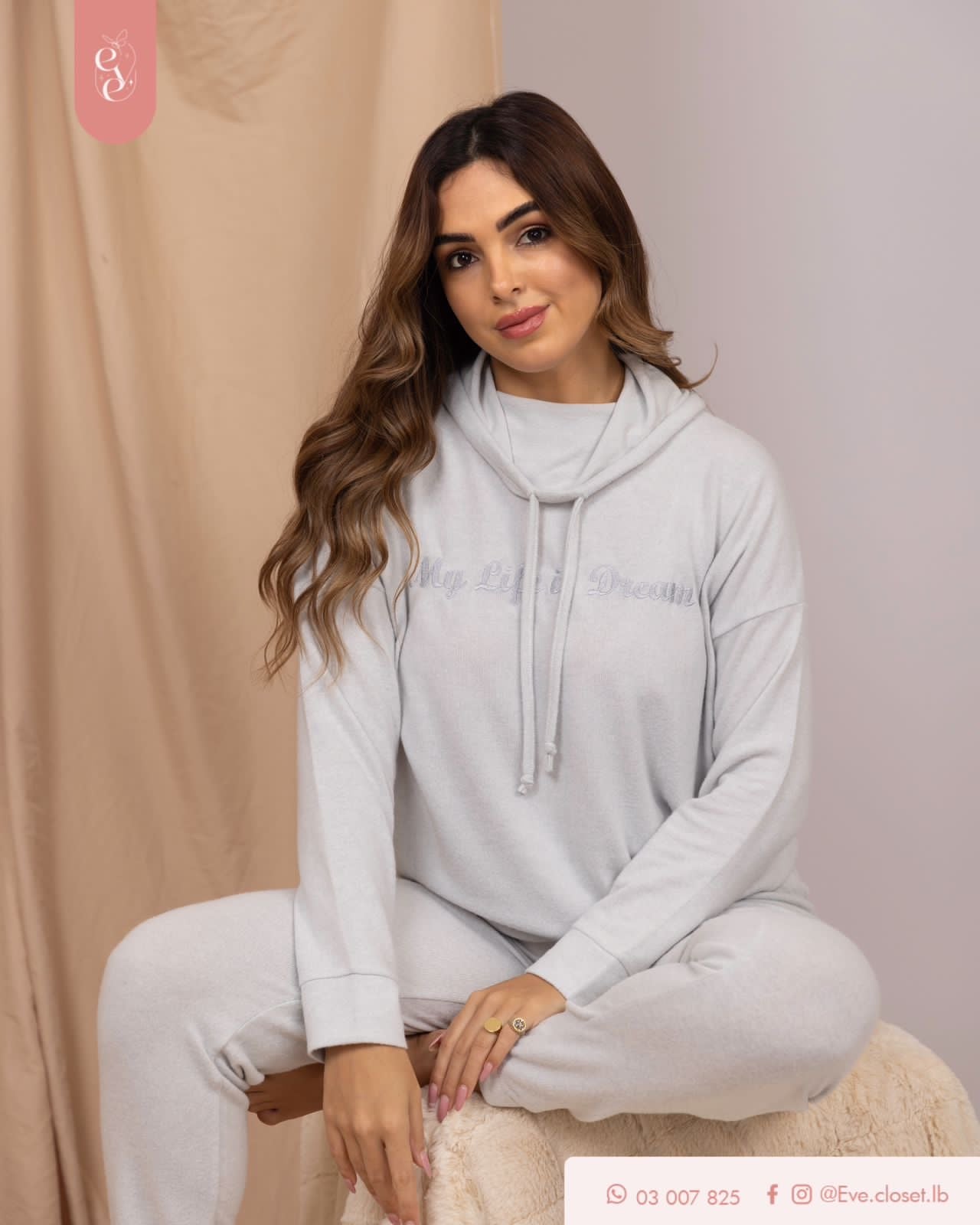 My Life Is Dream Light Grey Polyviscose Pajama