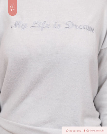 My Life Is Dream Light Grey Polyviscose Pajama