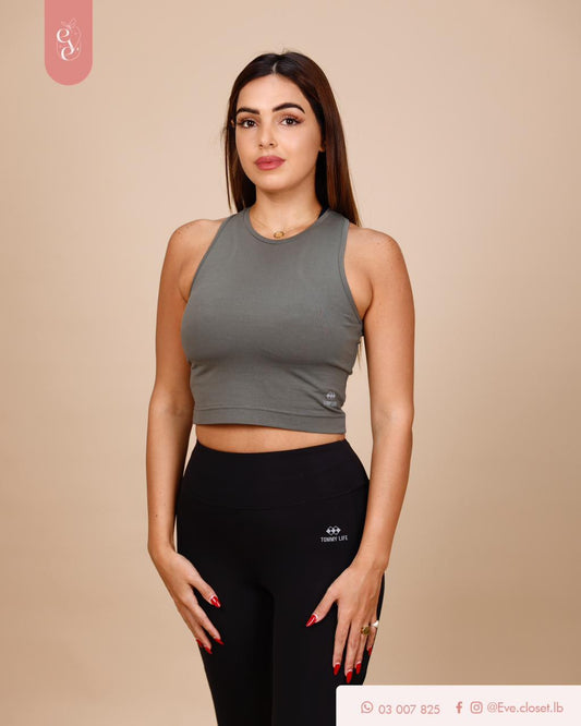 Dark Grey Coton Crop Top