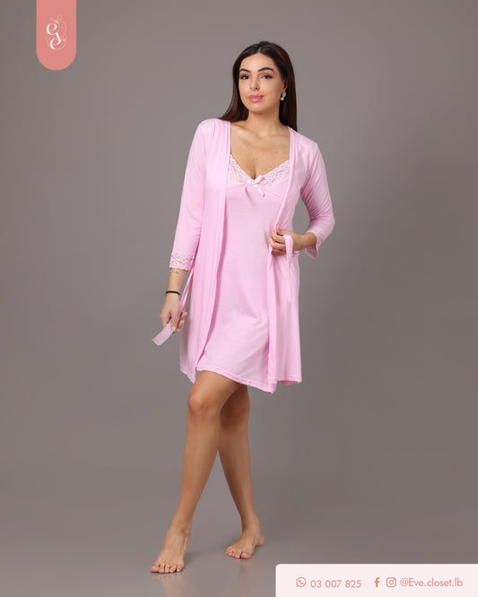 Pink dress with robe