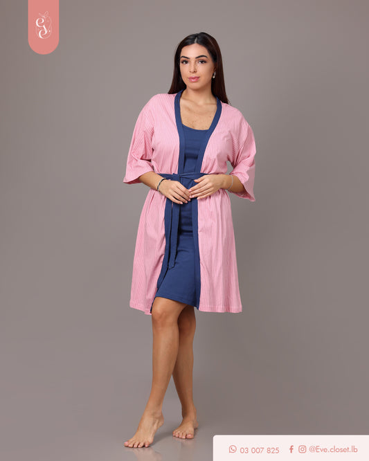 Pink and blue dress with robe