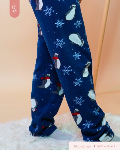 Red Love Penguin polyester pajama